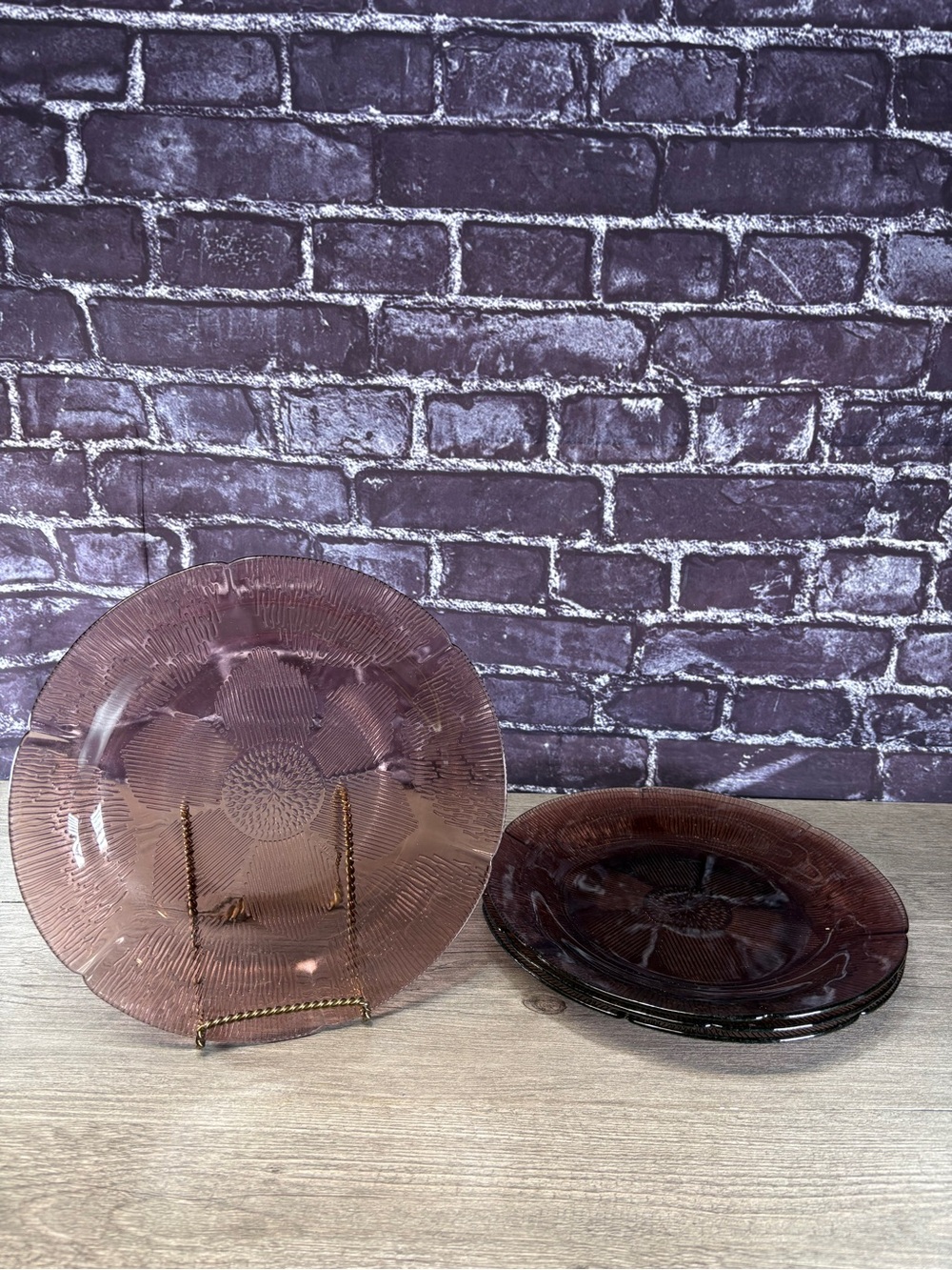 Vintage Purple Amethyst Sunflower Dinner Plates